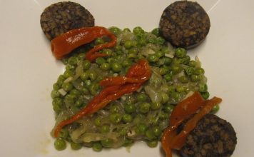 Guisantes a la cerveza con morcilla Guisantes a la cerveza con morcilla