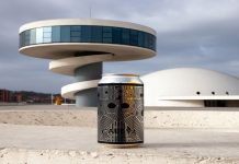Al mal tiempo, buena cara… Y buenas ideas Lata de cerveza Caleya en Centro Niemeyer, en Avilés